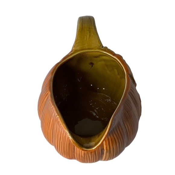 Harvest Pumpkin Gravy Boat Pitcher Hand Painted Glazed Ceramic NEW Merchandise - Picture 10 of 15